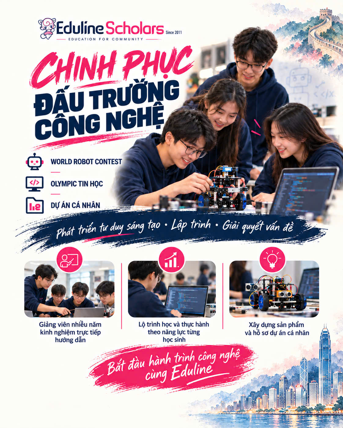 Học sinh Eduline lắp ráp và lập trình robot